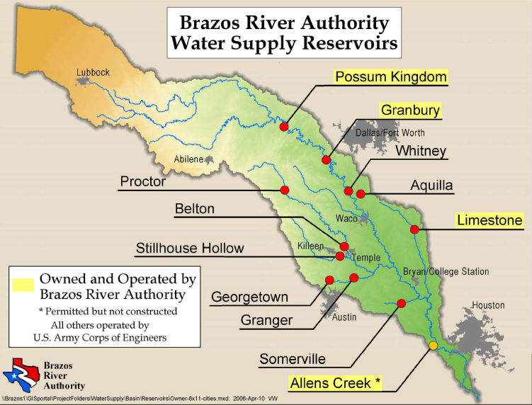 Brazos River Authority water supply reservoirs